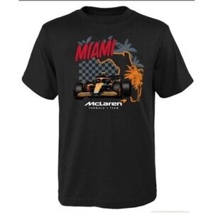 McLaren Miami Formula 1 Team Mens Black Graphic Tee Shirt XLarge‎ NEW
